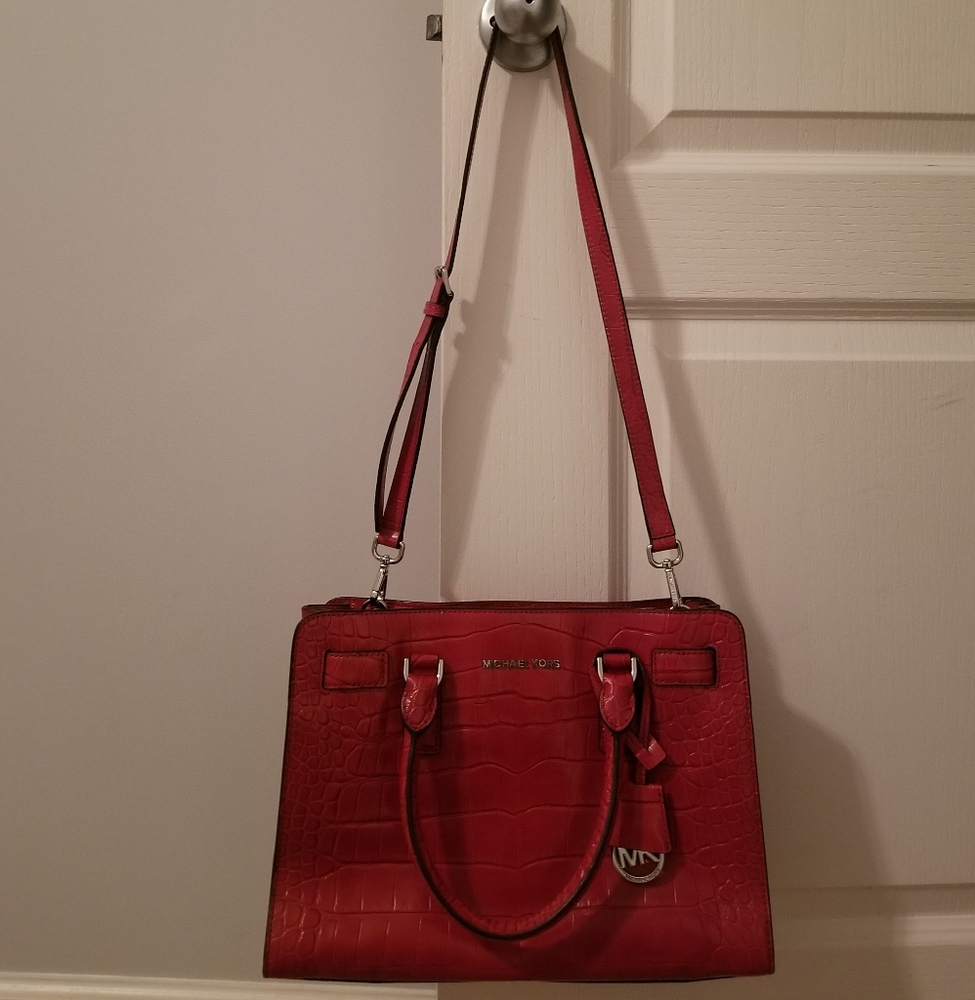 Michael kors red crocodile purse